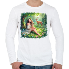 PRINTFASHION Lány az erdőben - Férfi hosszú ujjú póló - Fehér