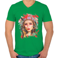 PRINTFASHION Lány - Férfi V-nyakú póló - Zöld