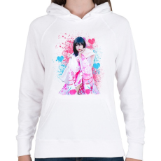 PRINTFASHION lány portré - Női kapucnis pulóver - Fehér