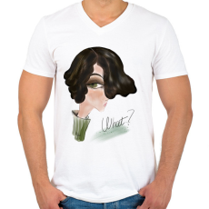 PRINTFASHION Lány.what? - Férfi V-nyakú póló - Fehér