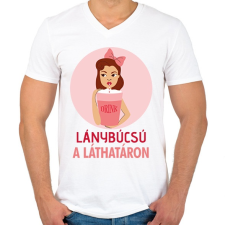 PRINTFASHION Lánybúcsú a láthatáron - Férfi V-nyakú póló - Fehér férfi póló