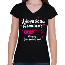 PRINTFASHION Lánybúcsú alakulat Party folyamatban - Női V-nyakú póló - Fekete női póló