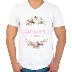 PRINTFASHION Lánybúcsú csapat - Férfi V-nyakú póló - Fehér