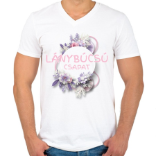 PRINTFASHION Lánybúcsú csapat - Férfi V-nyakú póló - Fehér férfi póló