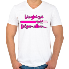 PRINTFASHION Lánybúcsú folyamatban - Férfi V-nyakú póló - Fehér