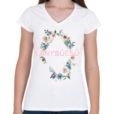 PRINTFASHION Lánybúcsú - Női V-nyakú póló - Fehér női póló