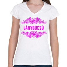 PRINTFASHION Lánybúcsú - Női V-nyakú póló - Fehér