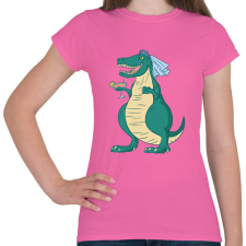 PRINTFASHION Lánybúcsús dínó - Női póló - Rózsaszín női póló