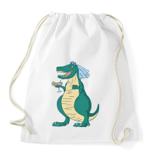PRINTFASHION Lánybúcsús dínó - Sportzsák, Tornazsák - Fehér tornazsák