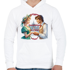 PRINTFASHION Lánykérés - Férfi kapucnis pulóver - Fehér férfi pulóver, kardigán