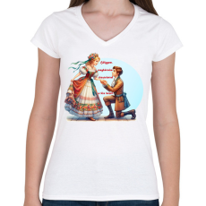 PRINTFASHION Lánykérés - Női V-nyakú póló - Fehér