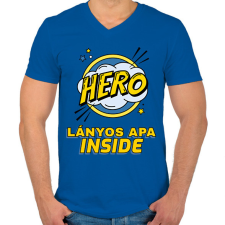 PRINTFASHION LÁNYOS APA INSIDE - Férfi V-nyakú póló - Királykék férfi póló