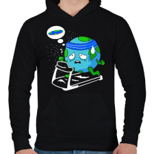 PRINTFASHION Lapos föld kardió - Férfi kapucnis pulóver - Fekete férfi pulóver, kardigán