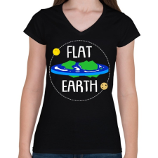 PRINTFASHION Lapos föld - Női V-nyakú póló - Fekete női póló