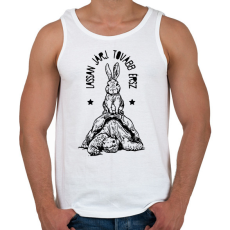 PRINTFASHION Lassan járj - Férfi atléta - Fehér
