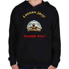 PRINTFASHION lassan járj - Gyerek kapucnis pulóver - Fekete