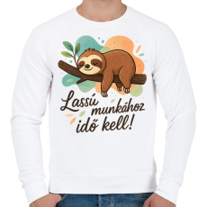 PRINTFASHION lassú munkához idő kell - Férfi pulóver - Fehér