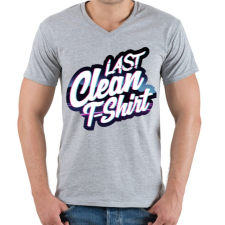 PRINTFASHION Last clean t-shirt - Férfi V-nyakú póló - Sport szürke férfi póló