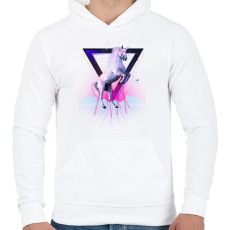 PRINTFASHION Last laser unicorn - Férfi kapucnis pulóver - Fehér