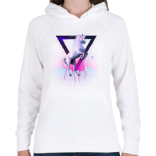 PRINTFASHION Last laser unicorn - Női kapucnis pulóver - Fehér női pulóver, kardigán