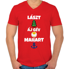 PRINTFASHION LÁSZT KRISZMÖSZ - Férfi V-nyakú póló - Piros