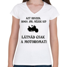 PRINTFASHION LÁTNÁD1 - Női V-nyakú póló - Fehér női póló