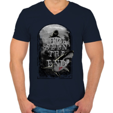 PRINTFASHION Látod a végét - Férfi V-nyakú póló - Sötétkék