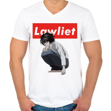 PRINTFASHION Lawliet - Férfi V-nyakú póló - Fehér