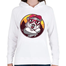 PRINTFASHION Laza borz - Női kapucnis pulóver - Fehér női pulóver, kardigán