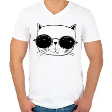 PRINTFASHION Laza macsek - Férfi V-nyakú póló - Fehér