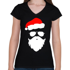 PRINTFASHION Laza mikulás - Női V-nyakú póló - Fekete női póló
