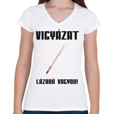 PRINTFASHION Lázadó vagyok - Női V-nyakú póló - Fehér
