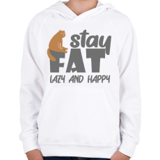 PRINTFASHION Lazy and happy - Gyerek kapucnis pulóver - Fehér