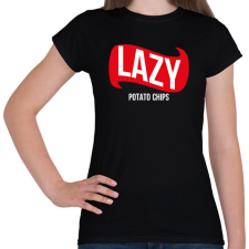 PRINTFASHION Lazy - Potato chips - Női póló - Fekete női póló