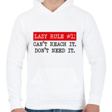 PRINTFASHION Lazy rule #1 - Férfi kapucnis pulóver - Fehér