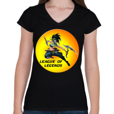 PRINTFASHION League of Legends Akali - Női V-nyakú póló - Fekete