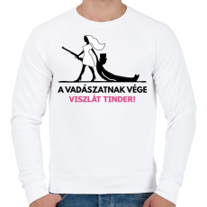PRINTFASHION Leánybúcsú - A vadászatnak vége, viszlát tinder!  - Férfi pulóver - Fehér
