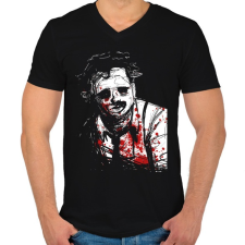 PRINTFASHION Leatherface - Férfi V-nyakú póló - Fekete férfi póló