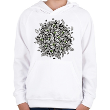 PRINTFASHION Leaves and green eyes - Gyerek kapucnis pulóver - Fehér gyerek pulóver, kardigán