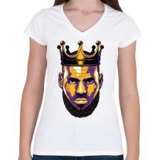 PRINTFASHION Lebron James - Női V-nyakú póló - Fehér női póló