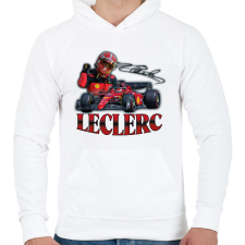 PRINTFASHION Leclerc F1 - Férfi kapucnis pulóver - Fehér férfi pulóver, kardigán
