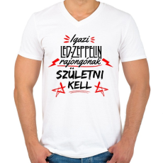 PRINTFASHION Led Zeppelin - Férfi V-nyakú póló - Fehér