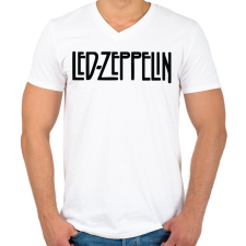 PRINTFASHION Led Zeppelin logo - Férfi V-nyakú póló - Fehér férfi póló