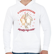 PRINTFASHION Legboldogabb évforduló - Férfi kapucnis pulóver - Fehér férfi pulóver, kardigán