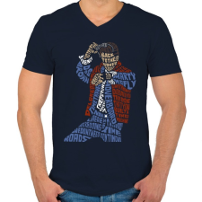 PRINTFASHION Légdeszkás - Férfi V-nyakú póló - Sötétkék férfi póló