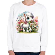 PRINTFASHION Legelésző fehér póni - Gyerek pulóver - Fehér