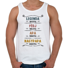 PRINTFASHION Legenda, férj, apa, nagypapa - Férfi atléta - Fehér