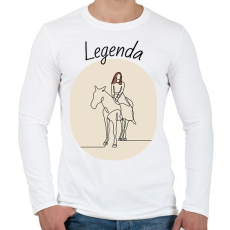 PRINTFASHION Legenda - Lovas minta - Férfi hosszú ujjú póló - Fehér