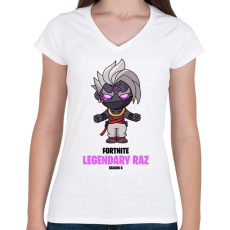 PRINTFASHION Legendary Raz - Fortnite Season 6 - Női V-nyakú póló - Fehér