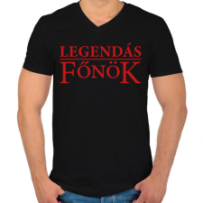 PRINTFASHION Legendás főnök - Férfi V-nyakú póló - Fekete férfi póló